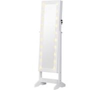 Homcom Joyero de pie con espejo 40x37x146cm blanco