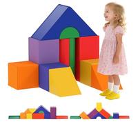 HOMCOM Juego de 11 Bloques de Espuma para Niños Bloques Psicomotricidad Infantil Figuras de Construcción Juguete para Aprendizaje para Niños de 1-3 Años Multicolor