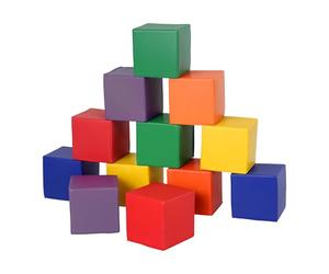 HOMCOM Juego de 12 Bloques Psicomotricidad para Niños Bloques de Construcción Figuras de Construcción Juguete para Aprendizaje Multicolor