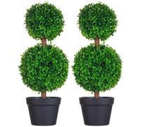 HOMCOM - Juego de 2 árboles de boj artificiales con tronco y maceta incluidos, altura 60 cm, color verde