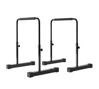 HOMCOM Juego de 2 barras de inmersión antideslizantes 80-100 cm Altura ajustable Fitness Parallettes para entrenamiento muscular y de fuerza Acero Negro