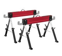 HOMCOM Juego de 2 caballetes de trabajo de hasta 1160 kg, plegable, 7 alturas, altura regulable, 64 - 81 cm, caballete de metal con asa, altura de trabajo 640-810 mm, caballete de apoyo, color rojo
