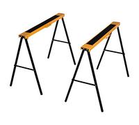 HOMCOM Juego de 2 caballetes plegables de metal con superficie antideslizante de EVA para trabajos de aserrado, caballete para leña, carga máxima 125 kg, naranja negro