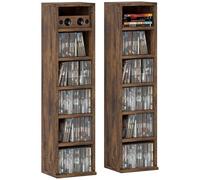 HOMCOM Juego de 2 estantes Columna Armario CD-DVD 6 + 6 Compartimentos 21 x 22,5 x 88,5 cm Capacidad máx. 204 CDs marrón rústico
