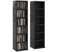 HOMCOM Juego de 2 estantes de exhibición de CD para 204 CD, torre Blu-Ray con estantes ajustables, organizador de almacenamiento, color negro brillante