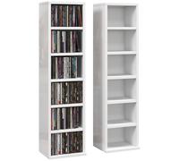 HOMCOM Juego de 2 estantes para exhibición de CD con estantes ajustables, organizador de almacenamiento, color blanco brillante