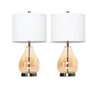 HOMCOM Juego de 2 Lámparas de Mesa Lámparas de Mesita de Noche con Casquillo de Lino E27 Máx. 40W para Salón Ø30x56 cm Blanco Aosom España