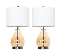 HOMCOM Juego de 2 Lámparas de Mesa Lámparas de Mesita de Noche con Casquillo de Lino E27 Máx. 40W para Salón Ø30x56 cm Blanco Aosom España