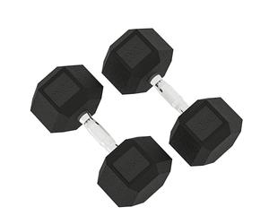 HOMCOM Juego de 2 mancuernas hexagonales con mango moleteado, juego de mancuernas cortas de hierro fundido, 2 x 20 kg, mancuernas cortas para hombres y mujeres, hogar, gimnasio, entrenamiento de