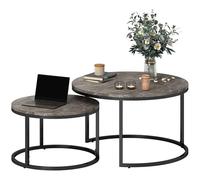 HOMCOM - Juego de 2 mesas bajas anidadas, mesa baja redonda, apilable, diseño industrial, patas de metal, color gris