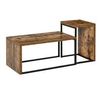 HOMCOM Juego de 2 Mesas de Centro con Patas de Metal Estilo Industrial para Salón Comedor Sala de Estar 90x48x42 cm y 59x42x36 cm Aosom España