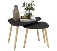 HOMCOM Juego de 2 mesas de Centro de diseño escandinavo, Patas y Tablero de Madera, Negro