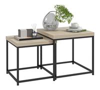 HOMCOM Juego de 2 Mesas de Centro, Mesa Nido Moderna, Mesitas Auxiliares, Patas de Acero, para Salón, Dormitorio, Oficina, Roble