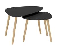 Homcom juego de 2 mesas de centro, mesa nido moderna, mesitas auxiliares, patas de madera de pino, para salón, dormitorio, oficina, negro