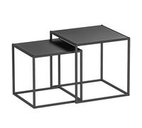 Homcom juego de 2 mesas nido, mesas de centro para salón cuadradas, material de acero, para dormitorio y oficina, grande 40 cm, pequeña 35 cm, negro