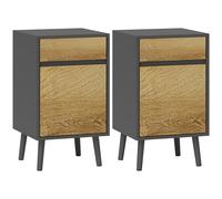HOMCOM Juego de 2 mesillas de Noche con cajones y Armario, Estilo Moderno para Dormitorio, salón, 40 x 39 x 69 cm, Gris Oscuro