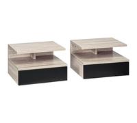 HOMCOM Juego de 2 Mesitas de Noche Flotantes 35x32x22,5 cm Roble y Negro