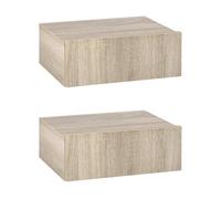 HOMCOM Juego de 2 Mesitas de Noche Flotantes con Cajón, Mesillas de Noche Dormitorio, Montado en la Pared, Estilo Moderno, para Sala de Estar, 40x30x15 cm, Madera Natural