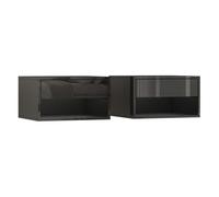 Homcom juego de 2 mesitas de noche flotantes, mesillas de noche con cajón, estante abierto, para dormitorio, salón, 37x32x21 cm, negro brillo 37 cm