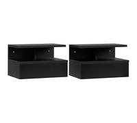 HOMCOM Mesitas de Noche Modernas Flotantes de Pared con 1 Cajón y Estante Abierto para Dormitorio 35x32x22,5 cm Negro Aosom España