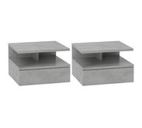 HOMCOM Juego de 2 Mesitas de Noche Flotantes, Mesillas de Noche Dormitorio con Cajón, Estante Abierto, para Sala de Estar, 35x32x22,5 cm, Gris