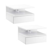HOMCOM Juego de 2 Mesitas de Noche Flotantes, Mesillas de Noche Dormitorio con Cajón, Estante Abierto, para Sala de Estar, 35x32x22,5 cm, Blanco