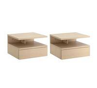 HOMCOM Juego de 2 Mesitas de Noche Flotantes, Mesillas de Noche Dormitorio con Cajón, Estante Abierto, para Sala de Estar, 35x32x22,5 cm, Roble