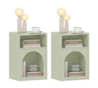 HOMCOM - Juego de 2 mesitas de noche, mesa de noche, con compartimentos abiertos, diseño arqueado, mesita de noche, para dormitorio, sala de estar, 40 x 30 x 60 cm, verde claro