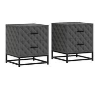 HOMCOM Juego de 2 mesitas de noche, mesita de noche moderna con 2 cajones, mesita de noche con almacenamiento, patas de acero para dormitorio, sala de estar, color gris