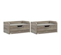 HOMCOM - Juego de 2 mesitas de noche para pared, mesitas de noche colgantes - cajón deslizante, bandeja - de paneles de partículas dim. 40 x 30 x 19,5 cm, color gris
