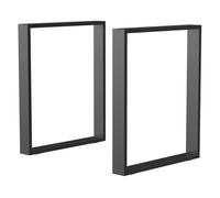 HOMCOM Juego de 2 Patas de Mesa de Acero 60x72 cm Patas Rectangulares de Mesa para Muebles de Bricolaje Estilo Industrial con Tornillos y Protectores de Suelo Negro