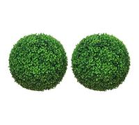 HOMCOM Juego de 2 plantas artificiales con forma de bola de boj, diámetro de 40 cm, plantas artificiales decorativas de interior y exterior, verde