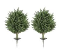 HOMCOM Juego de 2 Plantas Artificiales de 40 cm, ciprés Resistentes a los Rayos UV, con 387 Hojas y estaca para el Suelo, para salón, Dormitorio, Oficina, jardín