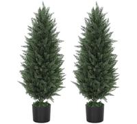 HOMCOM Juego de 2 plantas artificiales grandes de 90 cm, plantas artificiales en maceta, resistentes a los rayos UV, árbol artificial como decoración real para salón, dormitorio, exterior