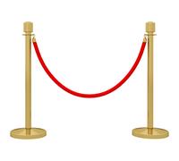 HOMCOM Juego de 2 Postes Separadores de Acero Inoxidable con Cuerda de Terciopelo Roja de 1,5 m y Base Rellenable Dorado