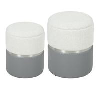 HOMCOM Juego de 2 Puff Almacenaje Asiento Acolchado Gris y Crema
