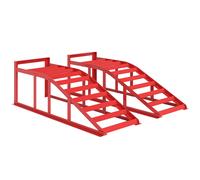HOMCOM Juego de 2 rampas de acceso para coche, rampa de elevación de coche en acero, antideslizantes, 82 x 25,5 x 27 cm, rojo