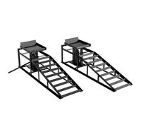 HOMCOM Juego de 2 Rampas Hidráulicas Elevables Ajustables 3 t de Capacidad para Neumáticos hasta 23 cm Negro Aosom España