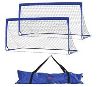 HOMCOM Juego de 2 Redes de portería de fútbol de 6 x 3 pies, Plegables, para Deportes al Aire Libre, Entrenamiento, Adolescentes, Adultos, fútbol, con Bolsa de Transporte, Color Azul