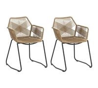 HOMCOM - Juego de 2 sillas de comedor (56 x 59 x 74 cm, resina trenzada con base de acero, 2 unidades)