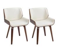 HOMCOM - Juego de 2 sillas de comedor estilo vintage con revestimiento sintético blanco y patas de madera