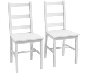 HOMCOM Juego de 2 sillas de comedor, sillas sólidas de madera de pino para cocina, blancas y estilo rústico