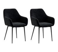 HOMCOM Juego de 2 sillas de Comedor tapizadas de Estilo nórdico, sillas de Cocina de Tela con reposabrazos y Patas de Acero para salón, 54x57x80 cm, Negro