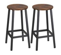 Homcom juego de 2 taburetes altos de cocina altura 65 cm taburetes de bar sillas de bar con patas de acero y reposapiés para salón comedor bar carga 75 kg marrón rústico y negro