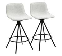 HOMCOM Juego de 2 Taburetes Altos de Cocina con Asiento Giratorio Taburetes de Bar Tapizada en Tacto de Lino con Respaldo y Patas de Acero para Comedor 41,5x47,5x90 cm Gris Claro