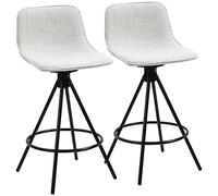HOMCOM Juego de 2 Taburetes Altos de Cocina con Asiento Giratorio Taburetes de Bar Tapizada en Tacto de Lino con Respaldo y Patas de Acero para Comedor 41,5x47,5x90 cm Gris Claro