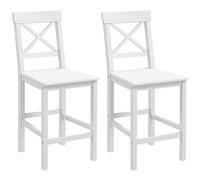 HOMCOM Juego de 2 Taburetes Altos de Cocina Reposapiés Blanco