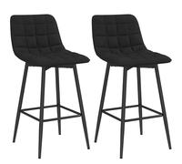 HOMCOM Juego de 2 taburetes Altos de Estilo nórdico con Respaldo y reposapiés, taburetes con Tela Efecto Terciopelo y Respaldo de Metal, 45x47x84 cm, Negro