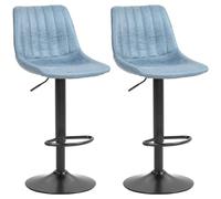 HOMCOM Juego de 2 taburetes de Bar Ajustables de Altura de mostrador, sillas de Comedor giratorias de 360° con reposapiés para el hogar y Pub, Color Azul