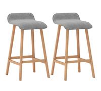 HOMCOM Juego de 2 Taburetes de Bar Altura 64 cm Tapizado en Lino Sintético para Cocina 40x41,5x75,5 cm Gris Cómodo Aosom España